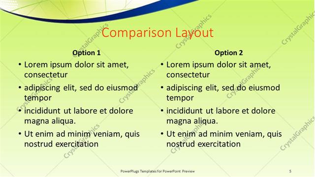 Comparison presentation slide layout