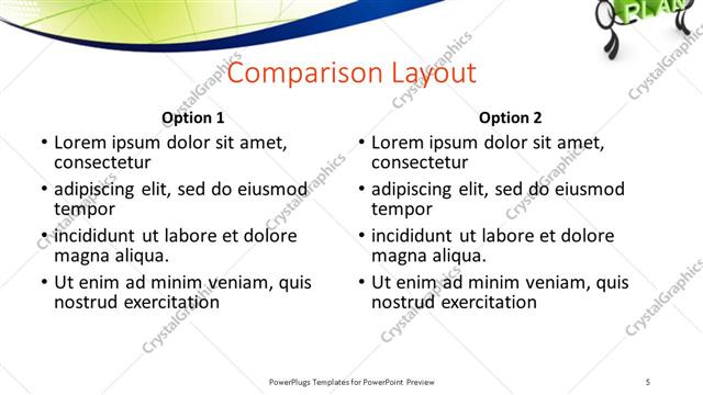 Comparison presentation slide layout