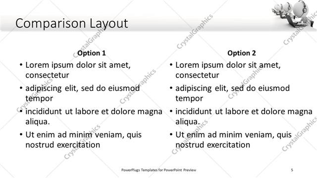 Comparison presentation slide layout