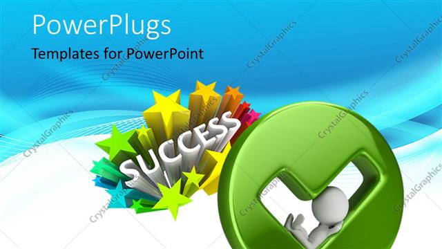  Presentation with successful person - Small person lying in a hole in the form of ticks with success depiction in background