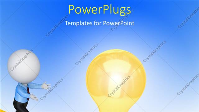  Presentation with running person - Small person running to a lamp with blue color