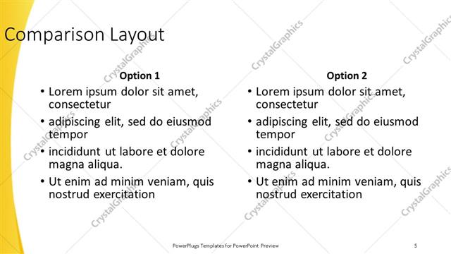 Comparison presentation slide layout