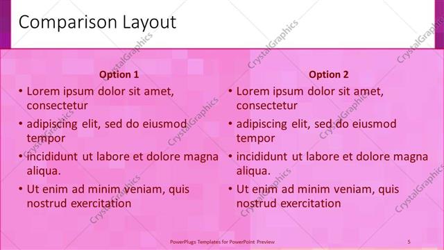 Comparison presentation slide layout