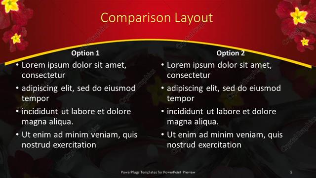 Comparison presentation slide layout