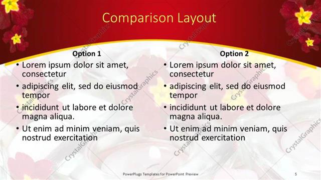 Comparison presentation slide layout