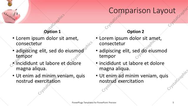 Comparison presentation slide layout