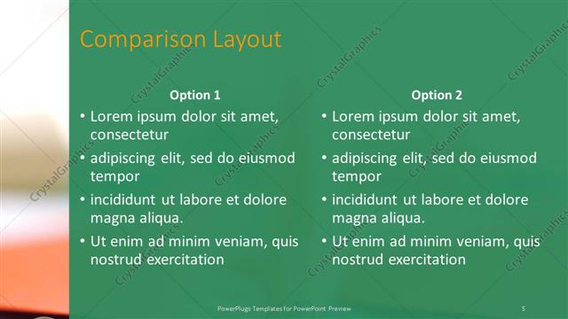 Comparison presentation slide layout