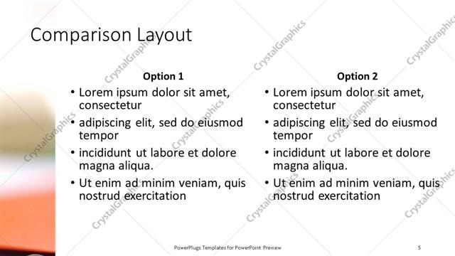Comparison presentation slide layout