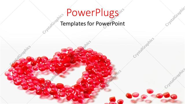  Presentation with shape - Small red pebbles arranged to form a heart shape