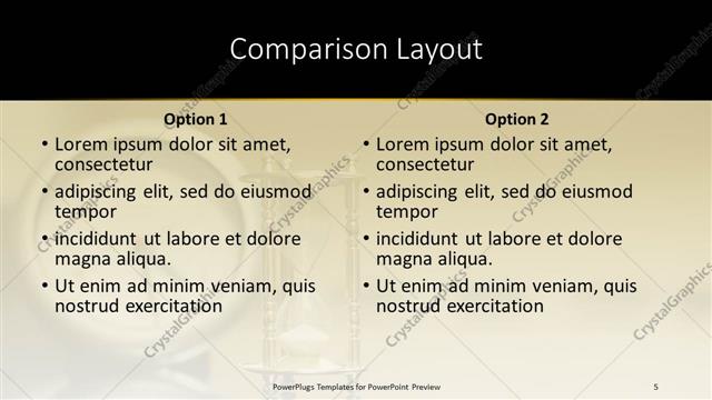 Comparison presentation slide layout