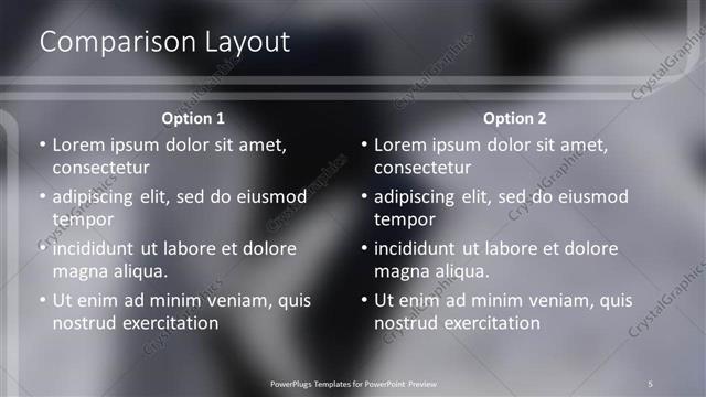 Comparison presentation slide layout