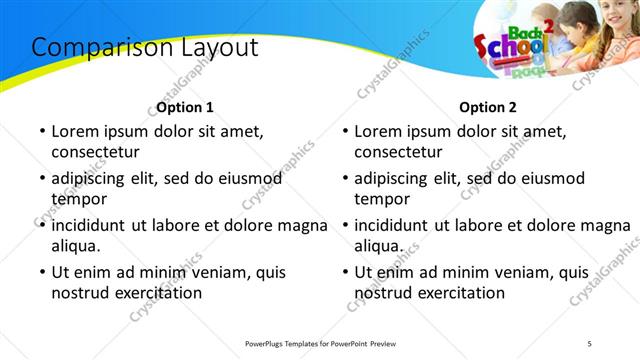 Comparison presentation slide layout