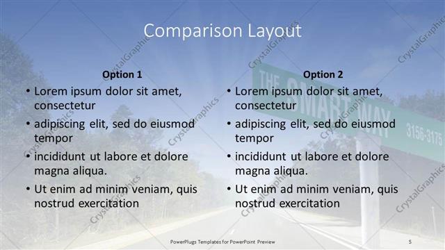 Comparison presentation slide layout