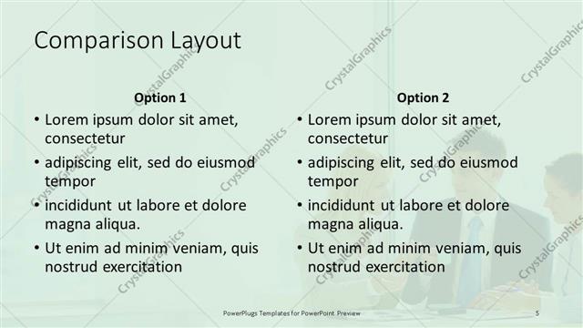 Comparison presentation slide layout