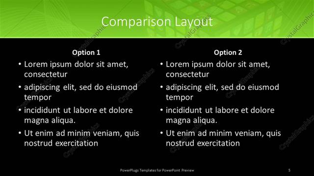 Comparison presentation slide layout