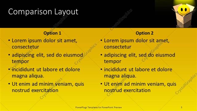 Comparison presentation slide layout