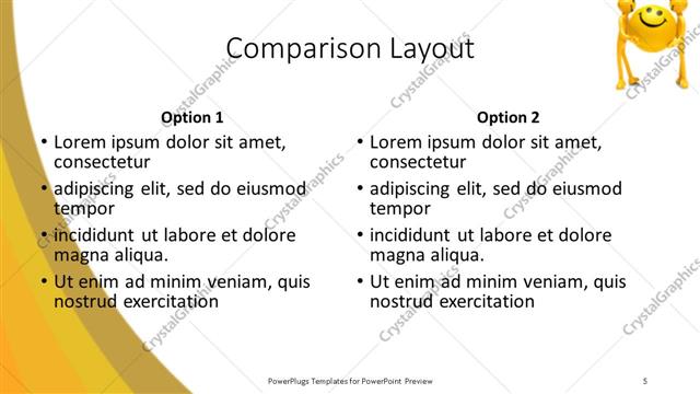 Comparison presentation slide layout