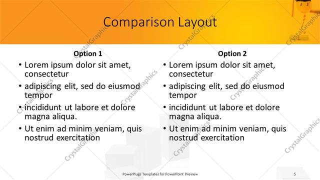 Comparison presentation slide layout