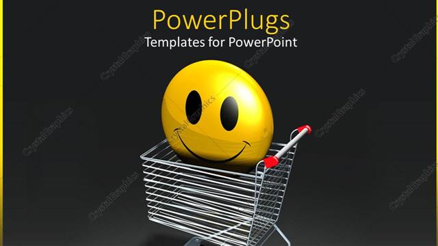  Presentation with shopping - A smiley in a shopping cart with grayish background
