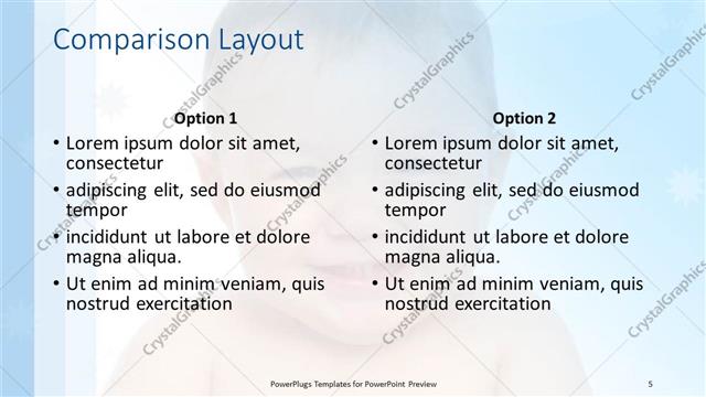 Comparison presentation slide layout