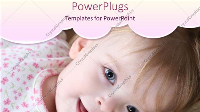  Presentation with flowery - Smiling baby girl in flowery pink onesie