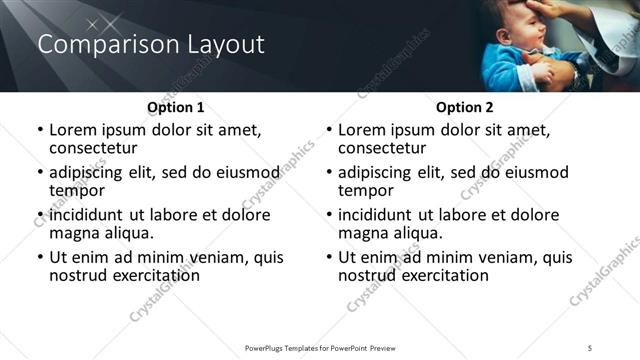 Comparison presentation slide layout