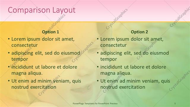 Comparison presentation slide layout