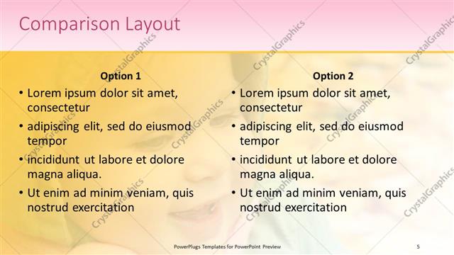 Comparison presentation slide layout