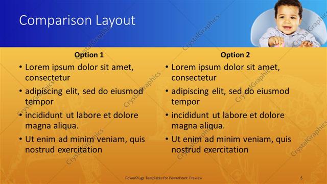 Comparison presentation slide layout