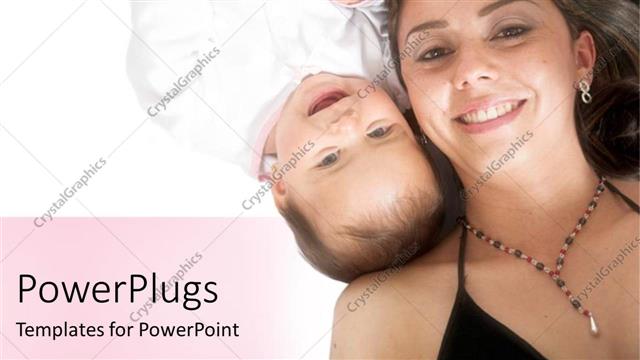  Presentation with next - Smiling baby in white laying next to mother
