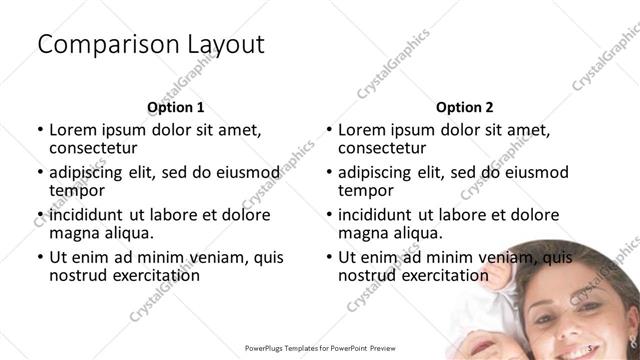 Comparison presentation slide layout