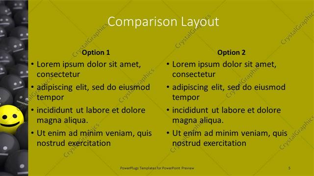 Comparison presentation slide layout