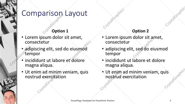 Comparison presentation slide layout