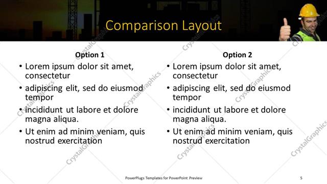 Comparison presentation slide layout
