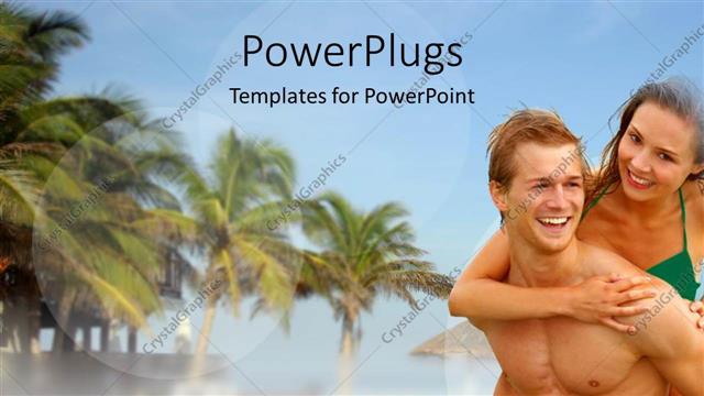  Presentation with palm beach - Smiling couple on beach with palm trees