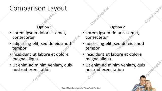 Comparison presentation slide layout