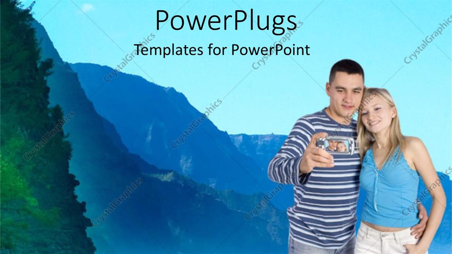 Featuring Smiling Couple at Waters Edge with Mountains in Background