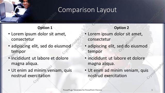 Comparison presentation slide layout