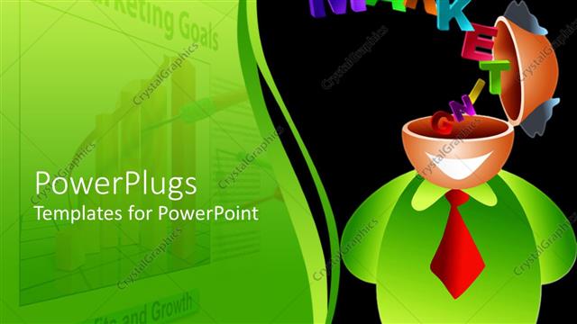  Presentation with marketing - A smiling figure with the words marketing