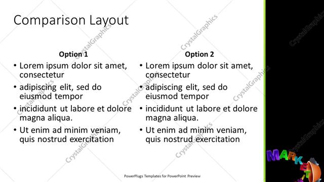 Comparison presentation slide layout