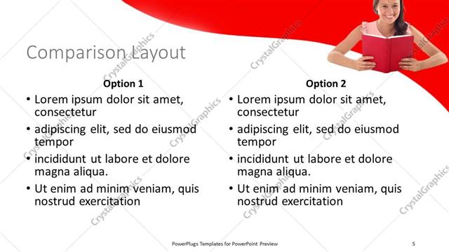 Comparison presentation slide layout