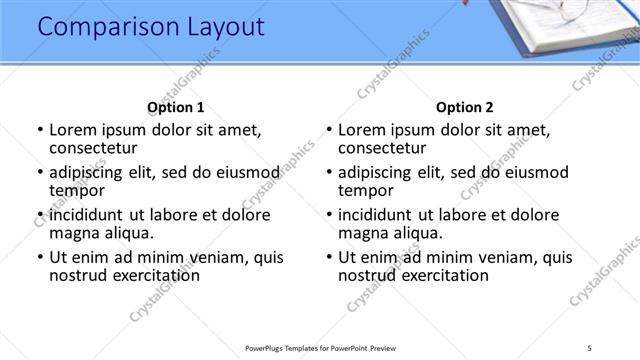 Comparison presentation slide layout