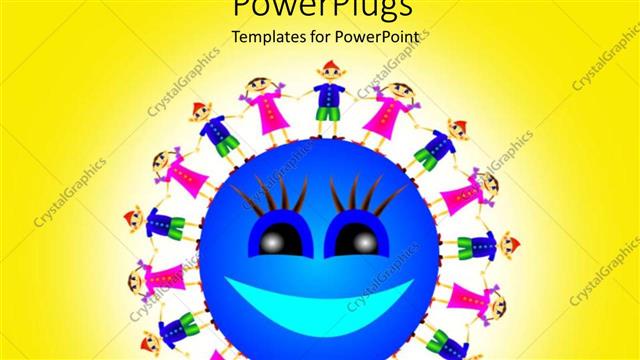  Presentation with holding hands - Smiling globe surrounded by children holding hands