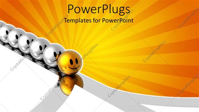  Presentation with gold silver - Smiling gold figure leading line of frowning silver figures down forked path