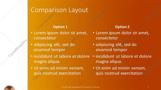 Comparison presentation slide layout
