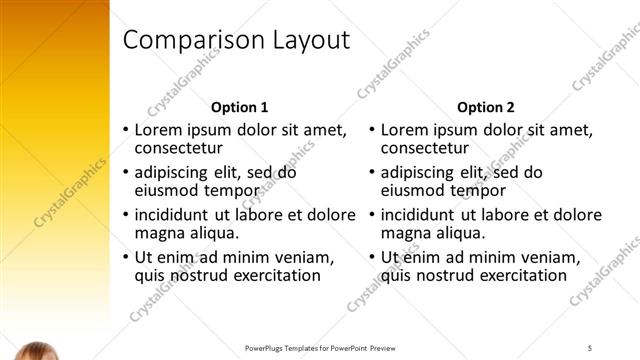 Comparison presentation slide layout