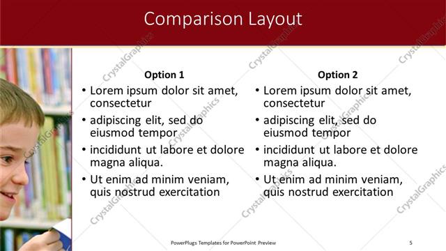 Comparison presentation slide layout