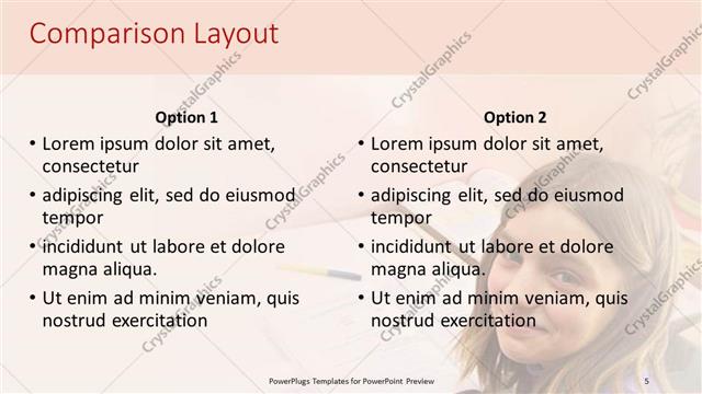 Comparison presentation slide layout