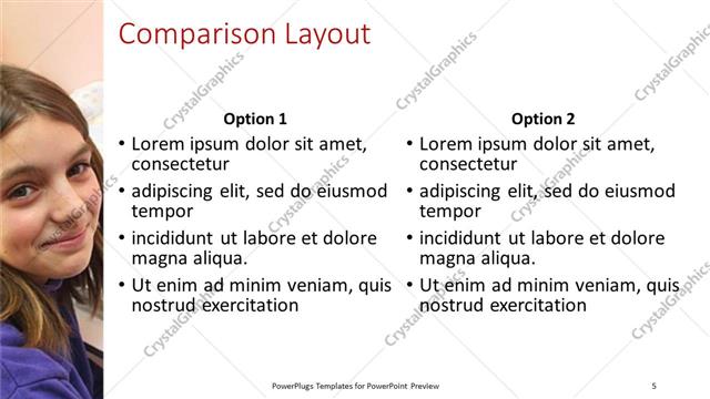 Comparison presentation slide layout