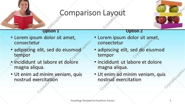 Comparison presentation slide layout